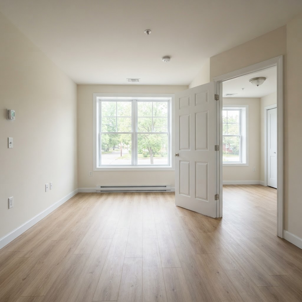 A clean, empty rental unit ready for the next tenant after a RESET turnover.
